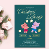 Feierliche Kalligraphie Katzen grünes Weihnachtsge Folieneinladung