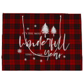 Feierliche Karierte wunderbare Zeit des Jahres Url Große Geschenktüte (Rückseite)