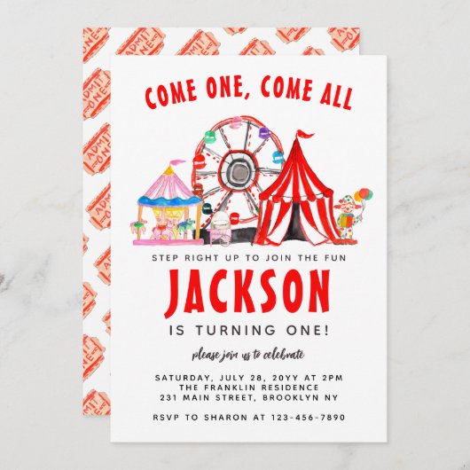 Feierliche Karnevalsveranstaltung Party Geburtstag Einladung (Vorne/Hinten)