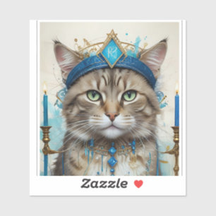 Feierliche Katze in spielerischer hanukkah-Verklei Aufkleber