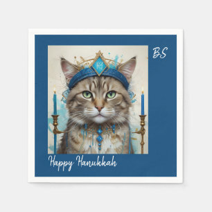 Feierliche Katze in spielerischer hanukkah-Verklei Serviette