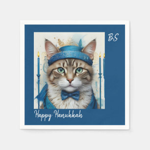 Feierliche Katze in spielerischer hanukkah-Verklei Serviette