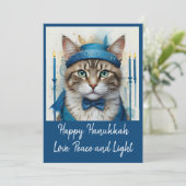 Feierliche Katze in verschleierter Spielerei Hanuk Einladung (Stehend Vorderseite)