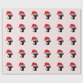 Feierliche Katze mit roter Weihnachtsmannmütze Mod Geschenkpapier (Flach)