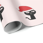 Feierliche Katze mit roter Weihnachtsmannmütze Mod Geschenkpapier (Rolleneckpunkt)