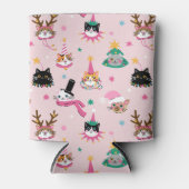 Feierliche Katzen Faces in Holiday Hats Muster Dosenkühler (Vorderseite)