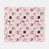 Feierliche Katzen Faces in Holiday Hats Muster Fleecedecke (Vorderseite (Horizontal))