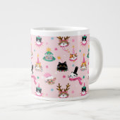 Feierliche Katzen Faces in Holiday Hats Muster Jumbo-Tasse (Vorderseite Rechts)