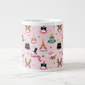 Feierliche Katzen Faces in Holiday Hats Muster Jumbo-Tasse (Vorderseite)