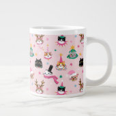 Feierliche Katzen Faces in Holiday Hats Muster Jumbo-Tasse (Rechts)
