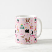 Feierliche Katzen Faces in Holiday Hats Muster Kaffeetasse (VorderseiteRechts)