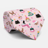 Feierliche Katzen Faces in Holiday Hats Muster Krawatte (Gerollt)