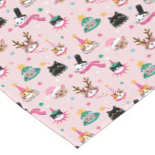 Feierliche Katzen Faces in Holiday Hats Muster Kurzer Tischläufer (Ecke)