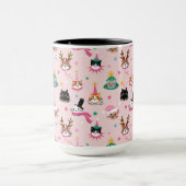 Feierliche Katzen Faces in Holiday Hats Muster Tasse (Zentrum)