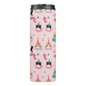 Feierliche Katzen Faces in Holiday Hats Muster Thermosbecher (Rückseite)