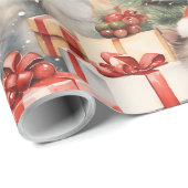 Feierliche Katzen in Weihnachtsmannmützen und Gesc Geschenkpapier (Rolleneckpunkt)