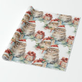 Feierliche Katzen in Weihnachtsmannmützen und Gesc Geschenkpapier (Ungerollt)