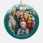 Feierliche Katzen mit Geschenkboxen dunkelgrün Wei Keramik Ornament (Hinten)