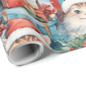 Feierliche Katzen mit hellen Weihnachtsgeschenken Geschenkpapier (Rolleneckpunkt)