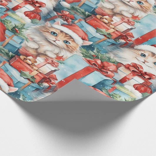Feierliche Katzen mit hellen Weihnachtsgeschenken Geschenkpapier (Ecke)