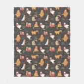 Feierliche Katzen mit Lichterweihnachtsmuster Fleecedecke (Vorderseite)