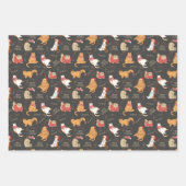 Feierliche Katzen mit Lichterweihnachtsmuster Geschenkpapier Set (Vorderseite 3)