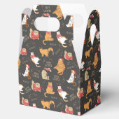 Feierliche Katzen mit Lichterweihnachtsmuster Geschenkschachtel (Geöffnet)