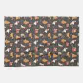 Feierliche Katzen mit Lichterweihnachtsmuster Geschirrtuch (Horizontal)