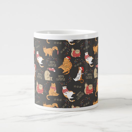 Feierliche Katzen mit Lichterweihnachtsmuster Jumbo-Tasse (Vorderseite)