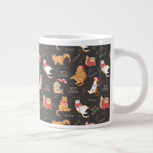 Feierliche Katzen mit Lichterweihnachtsmuster Jumbo-Tasse (Rechts)