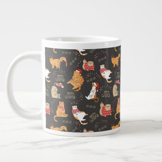 Feierliche Katzen mit Lichterweihnachtsmuster Jumbo-Tasse (Links)