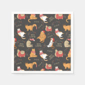 Feierliche Katzen mit Lichterweihnachtsmuster Serviette (Vorderseite)