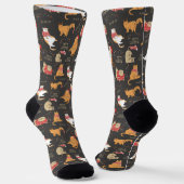 Feierliche Katzen mit Lichterweihnachtsmuster Socken (Gewinkelt)