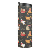 Feierliche Katzen mit Lichterweihnachtsmuster Thermosbecher (Nach rechts gedreht)