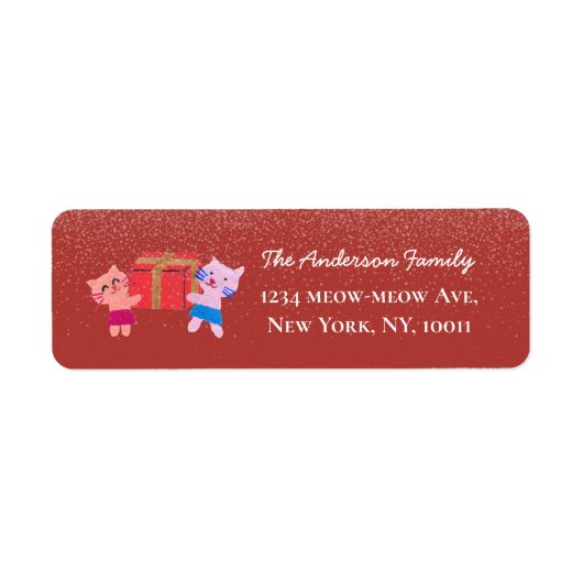 Feierliche Katzen Schnee fällt rote Weihnachtsfeie (Vorne)