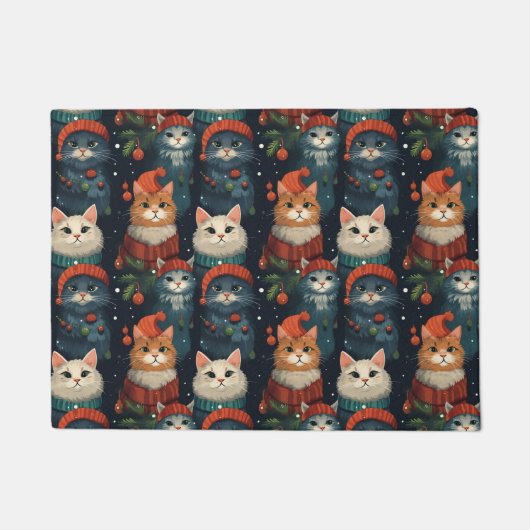 Feierliche Katzen Urlaub Fußmatte (Vorderseite)