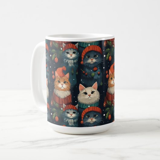 Feierliche Katzen Urlaub Kaffeetasse (Vorderseite Links)
