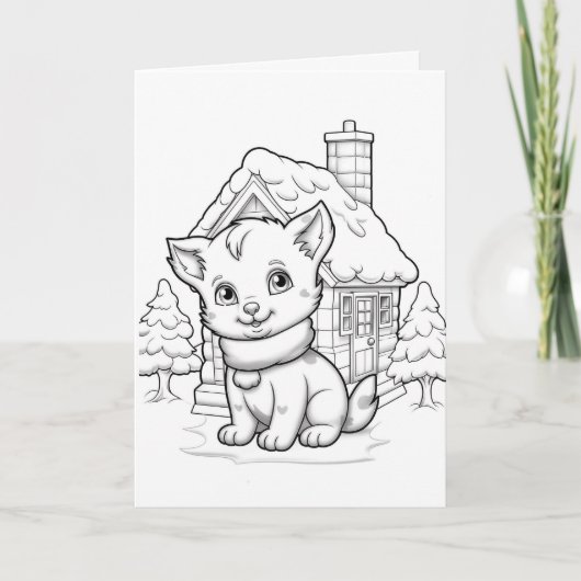 Feierliche Katzenfarben Karte (Vorderseite)