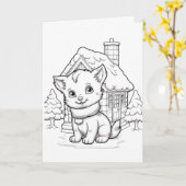 Feierliche Katzenfarben Karte (Gelbe Blume)