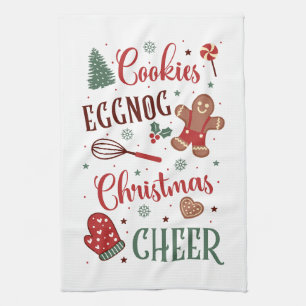 Feierliche Kekse, die Weihnachtsjubeln anziehen Geschirrtuch