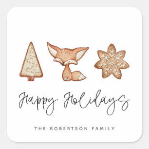 Feierliche Kekse Trio Weihnachten Quadratischer Aufkleber