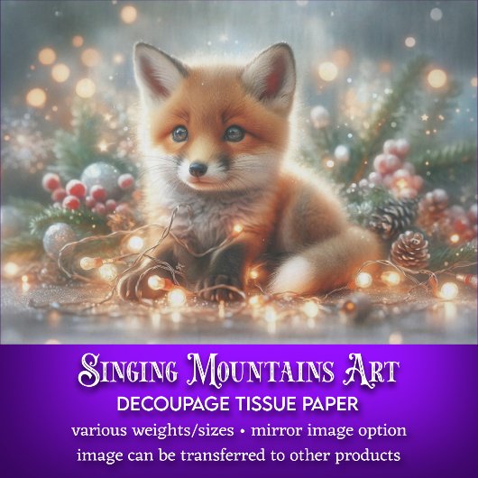 Feierliche Kinderfox-Feiertagsleuchten Dekoupage Seidenpapier