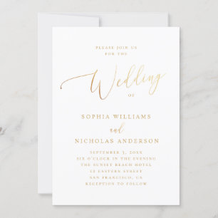 feierliche klassische Hochzeit   Elegantes Gold-Sc Einladung