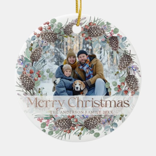 Feierliche Kleider Frohe Weihnachten & Foto Keramik Ornament (Vorne)