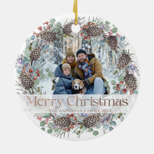 Feierliche Kleider Frohe Weihnachten & Foto Keramik Ornament (Hinten)