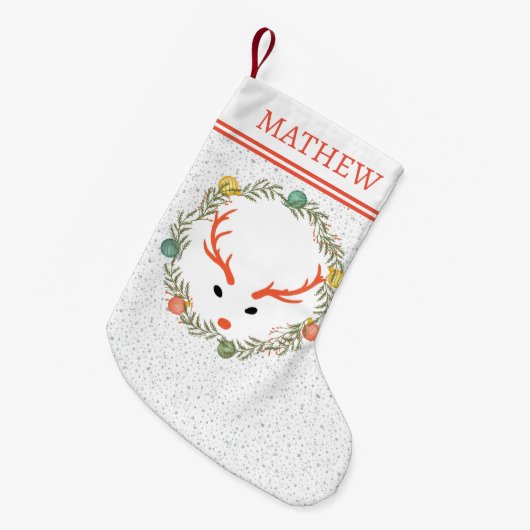 Feierliche Kleider und Rentiere mit Monogramm Urla Kleiner Weihnachtsstrumpf (Vorderansicht (hängend))