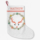 Feierliche Kleider und Rentiere mit Monogramm Urla Kleiner Weihnachtsstrumpf (Vorderseite)