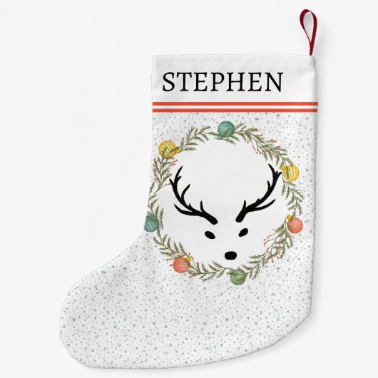 Feierliche Kleider und Rentiere mit Monogramm Urla Kleiner Weihnachtsstrumpf (Rückseite)