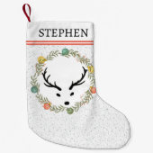 Feierliche Kleider und Rentiere mit Monogramm Urla Kleiner Weihnachtsstrumpf (Vorderseite)