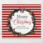 Feierliche Kleider und rote Streifen | Frohe Weihn Bierflaschenetikett (Einzelnes Label)